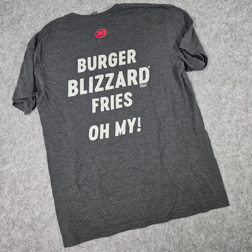 Gildan Dairy‎ Queen Employee T-Shirt Grey Burger Blizzard Fries Oh My Tee Medium